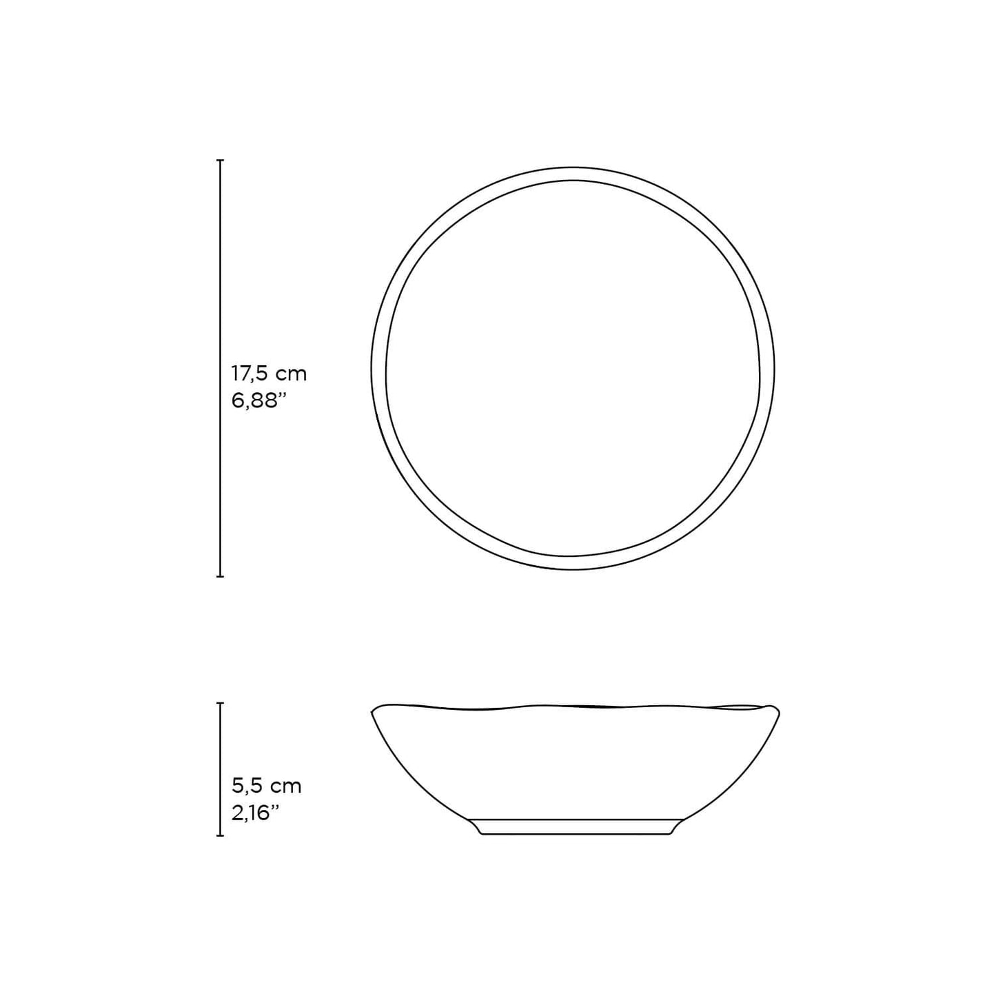 Porto Brasil METALLICA BOWL ORGANIC STONEWARE dia. 6.9x2.2"  SKU: '14314109301