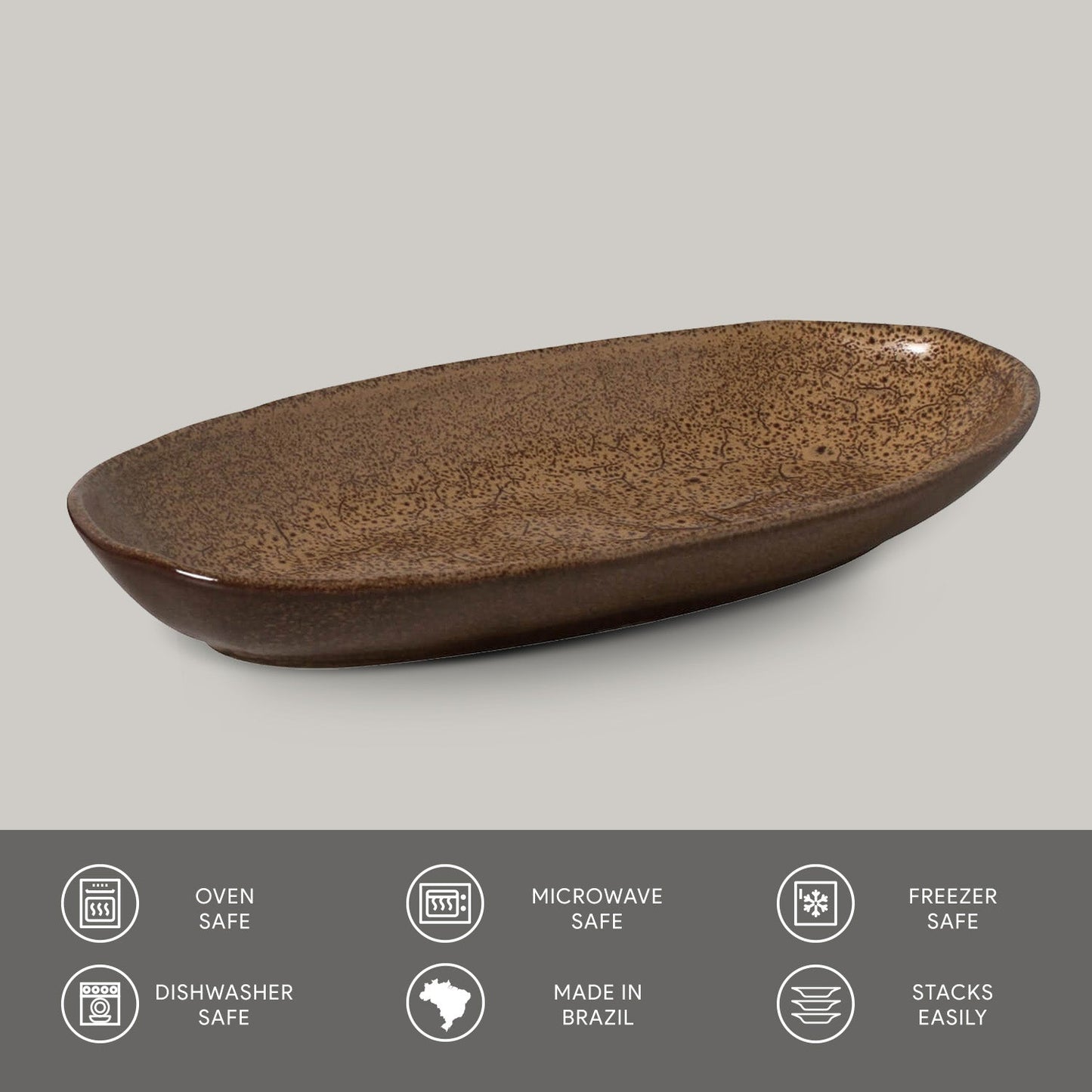 Porto Brasil DIJON DEEP OVAL PR LARGE ORGANIC STONEWARE dia. 12.6x6.3"  SKU: '14414105801