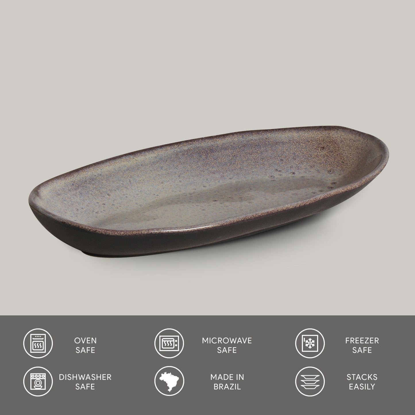 Porto Brasil TOURMALINE DEEP OVAL PR LARGE ORGANIC STONEWARE dia. 12.6x6.3"  SKU: '14414108901