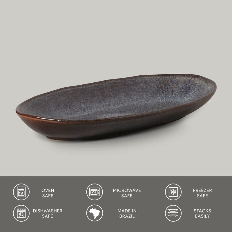 Porto Brasil TITANIUM DEEP OVAL PR LARGE ORGANIC STONEWARE dia. 12.6x6.3"  SKU: '14414109401