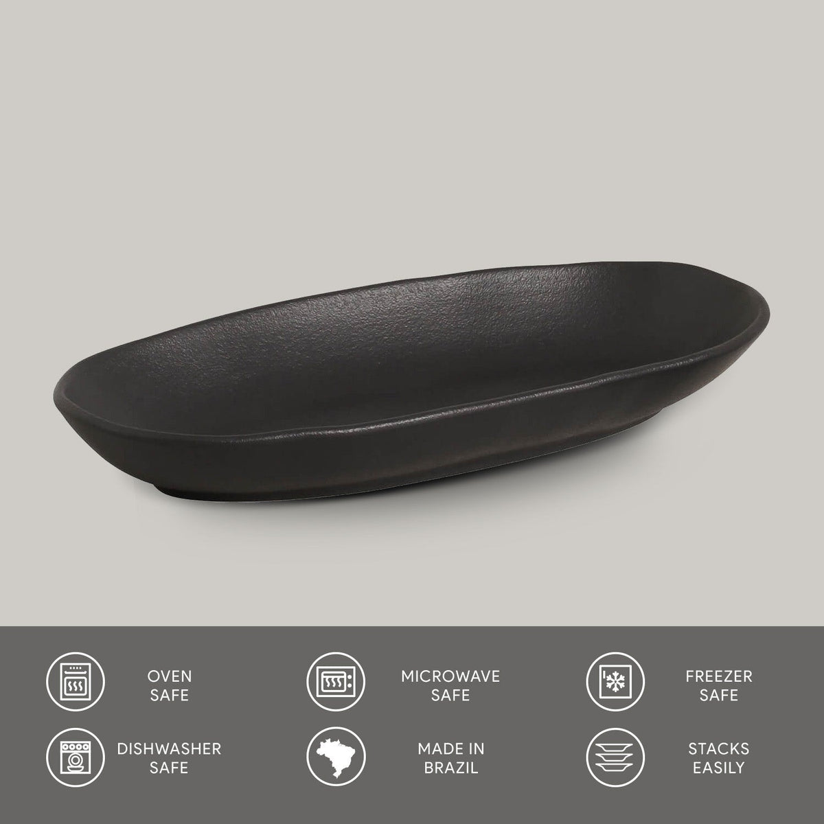 Porto Brasil MATTE BLACK DEEP OVAL PR LARGE ORGANIC STONEWARE dia. 12.6x6.3"  SKU: '1441473901