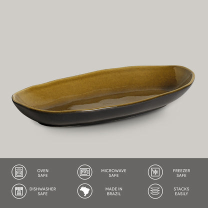 Porto Brasil AMBER DEEP OVAL PR LARGE ORGANIC STONEWARE dia. 12.6x6.3"  SKU: '1441477101