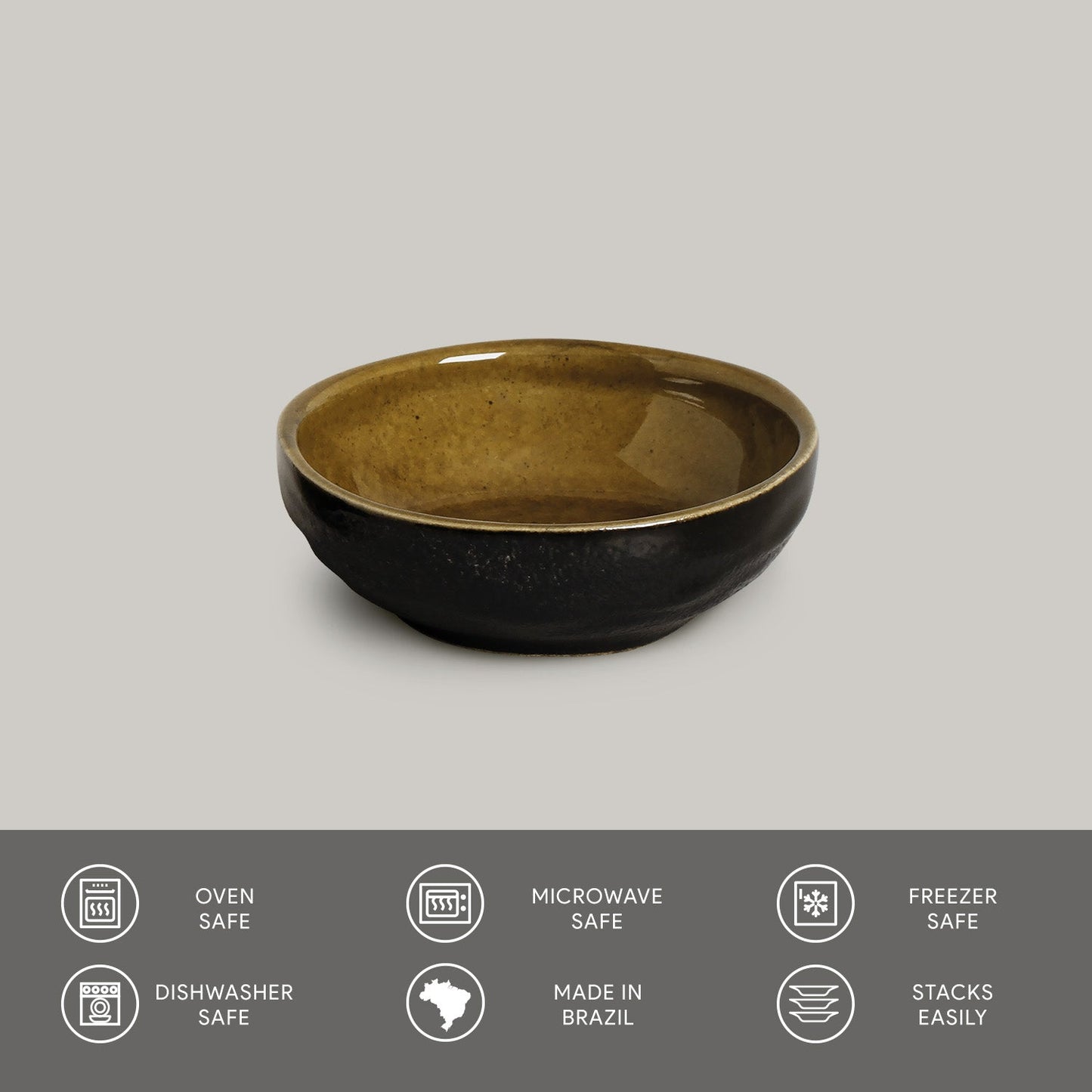 Porto Brasil AMBER RAMEKIN ORGANIC MEDIUM STONEWARE dia. 3.54x1.18"  SKU: '1461477101