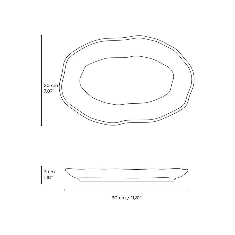 Porto Brasil OCEANO SHALLOW OVAL PR MEDIUM BIO STONEWARE dia. 11.81x7.87"  SKU: '14831106701