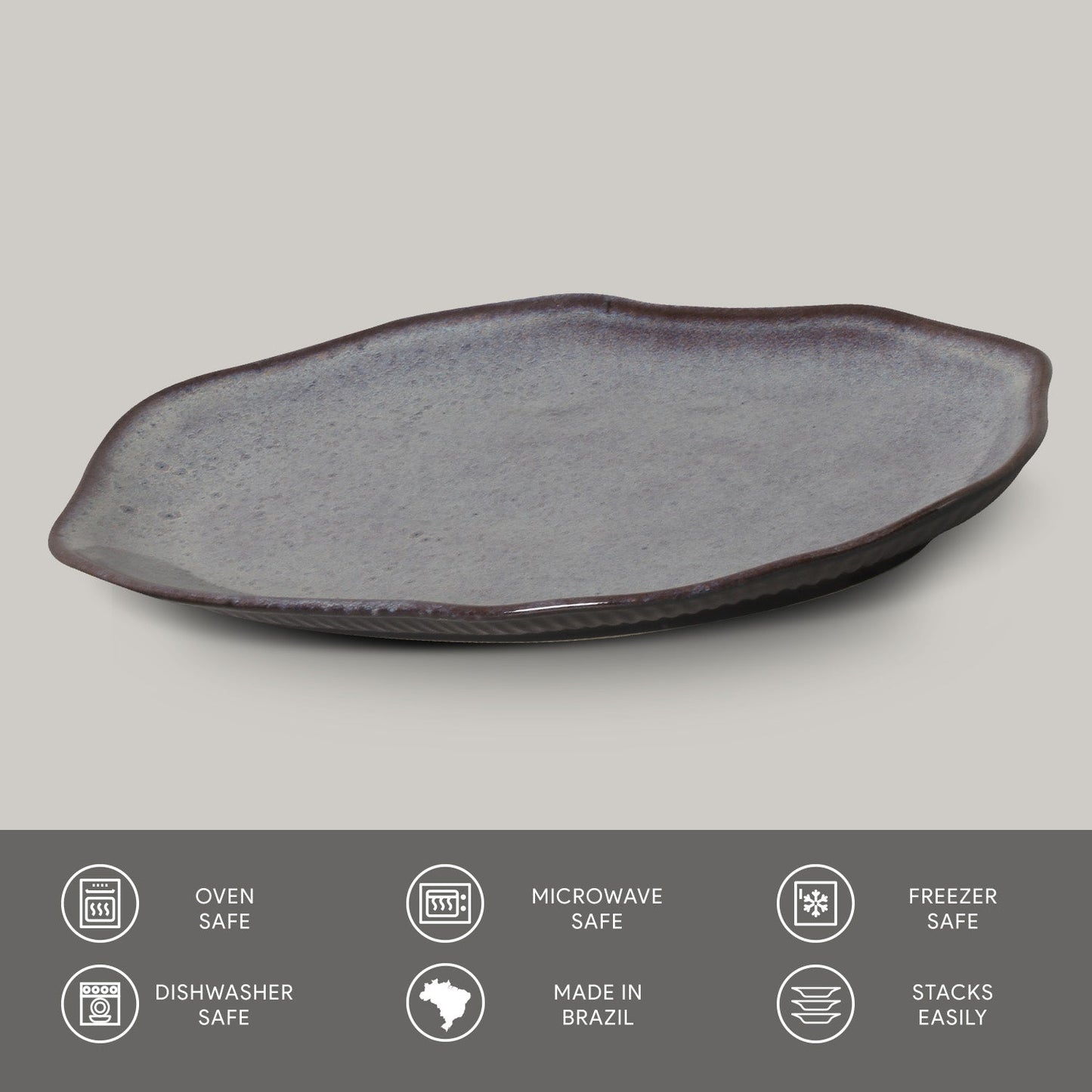 Porto Brasil TOURMALINE SHALLOW OVAL PR MEDIUM BIO STONEWARE dia. 11.81x7.87"  SKU: '14831108901