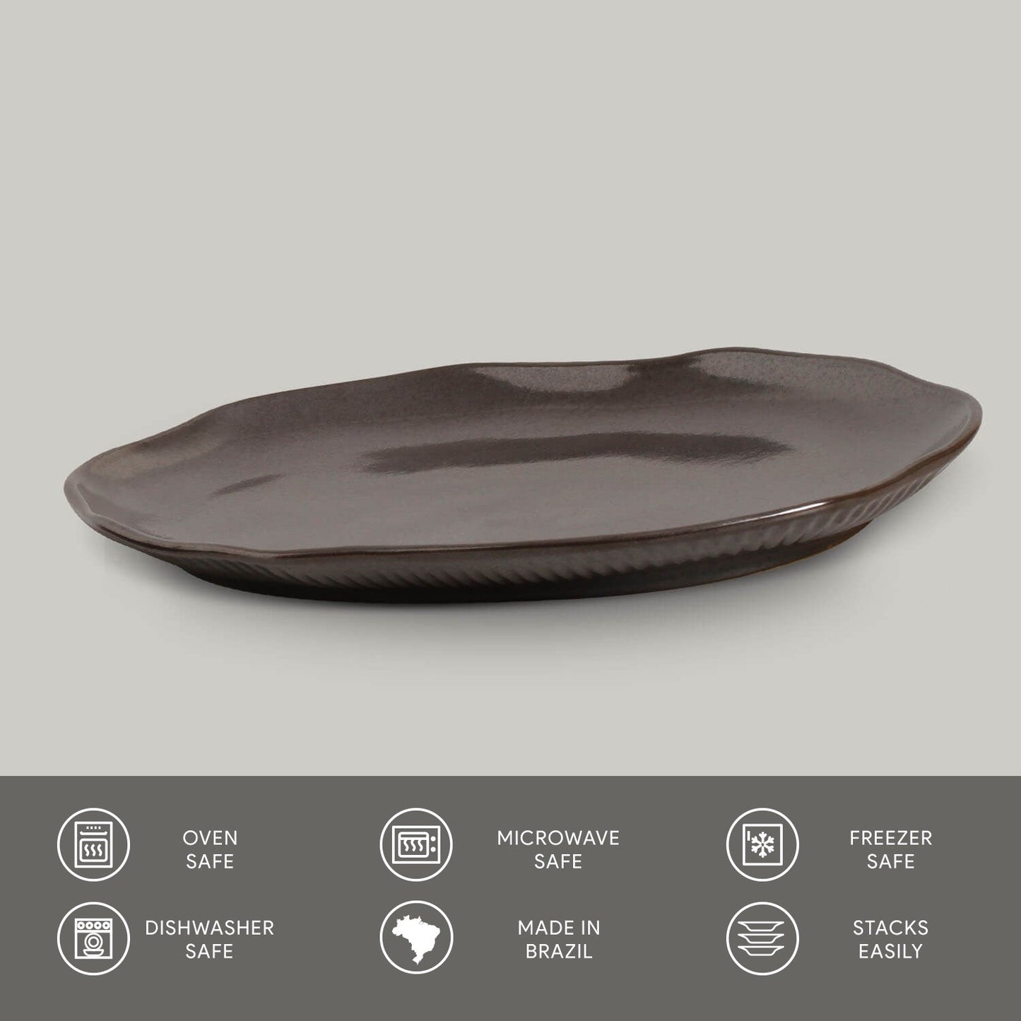 Porto Brasil METALLICA SHALLOW OVAL PR MEDIUM BIO STONEWARE dia. 11.81x7.87"  SKU: '14831109301