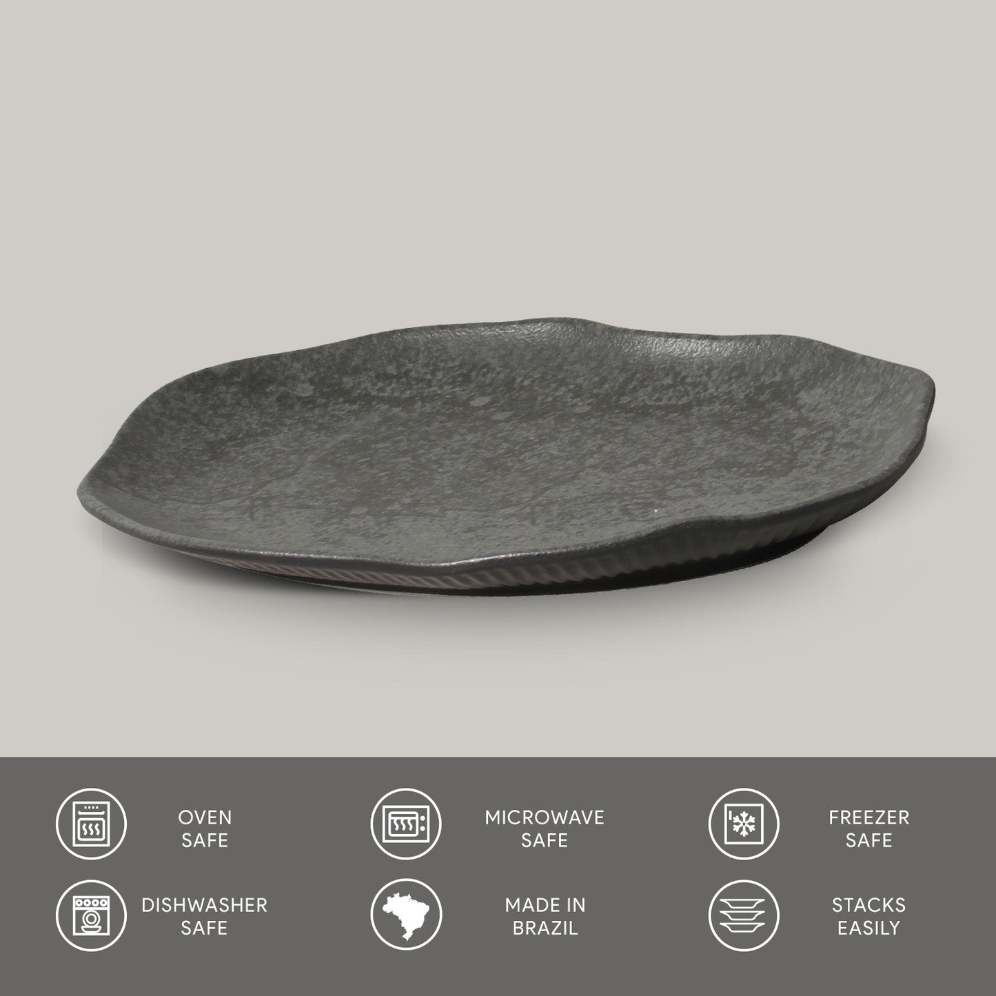 Porto Brasil CHROMIUM SHALLOW OVAL PR MEDIUM BIO STONEWARE dia. 11.81x7.87"  SKU: '14831115901
