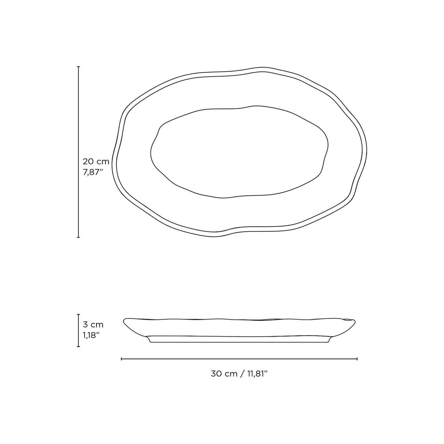 Porto Brasil CHROMIUM SHALLOW OVAL PR MEDIUM BIO STONEWARE dia. 11.81x7.87"  SKU: '14831115901