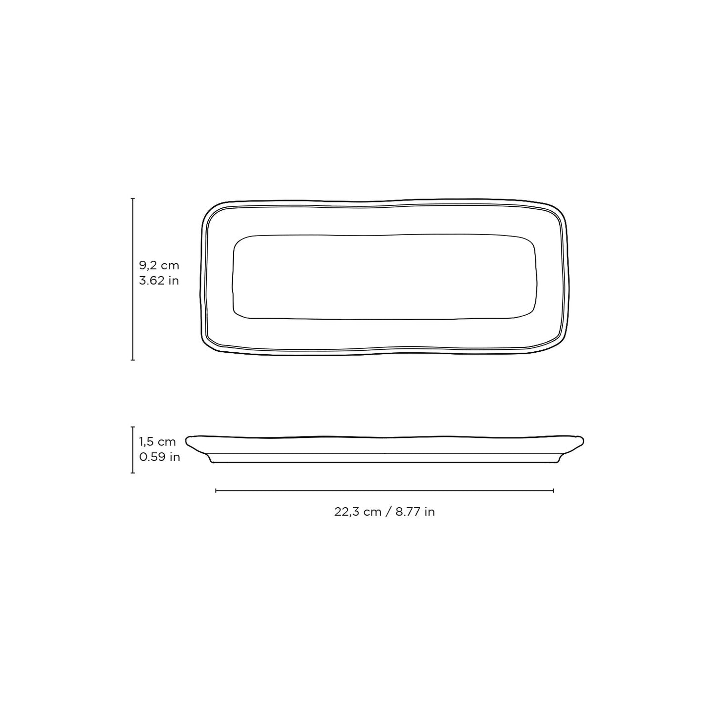 Porto Brasil LATTE RECTANGULAR PR ORGANIC STONEWARE dia. 8.66x3.74"  SKU: '15014108501