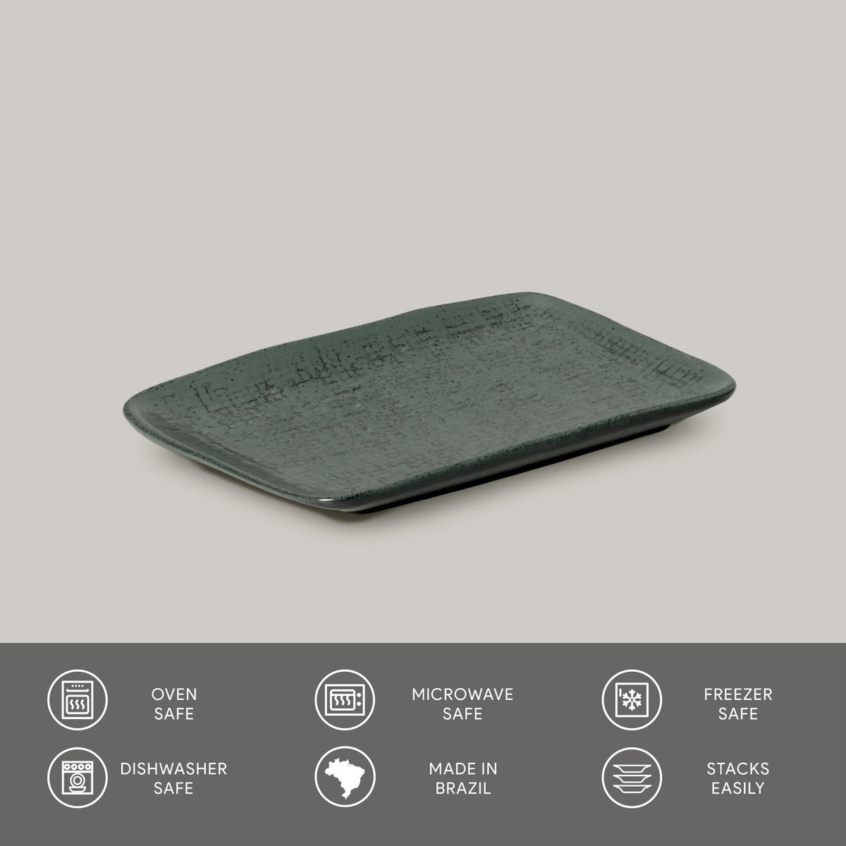 Porto Brasil GREENERY RECTANGULAR PR JUTA STONEWARE dia. 7.08x5.51"  SKU: '15064106501