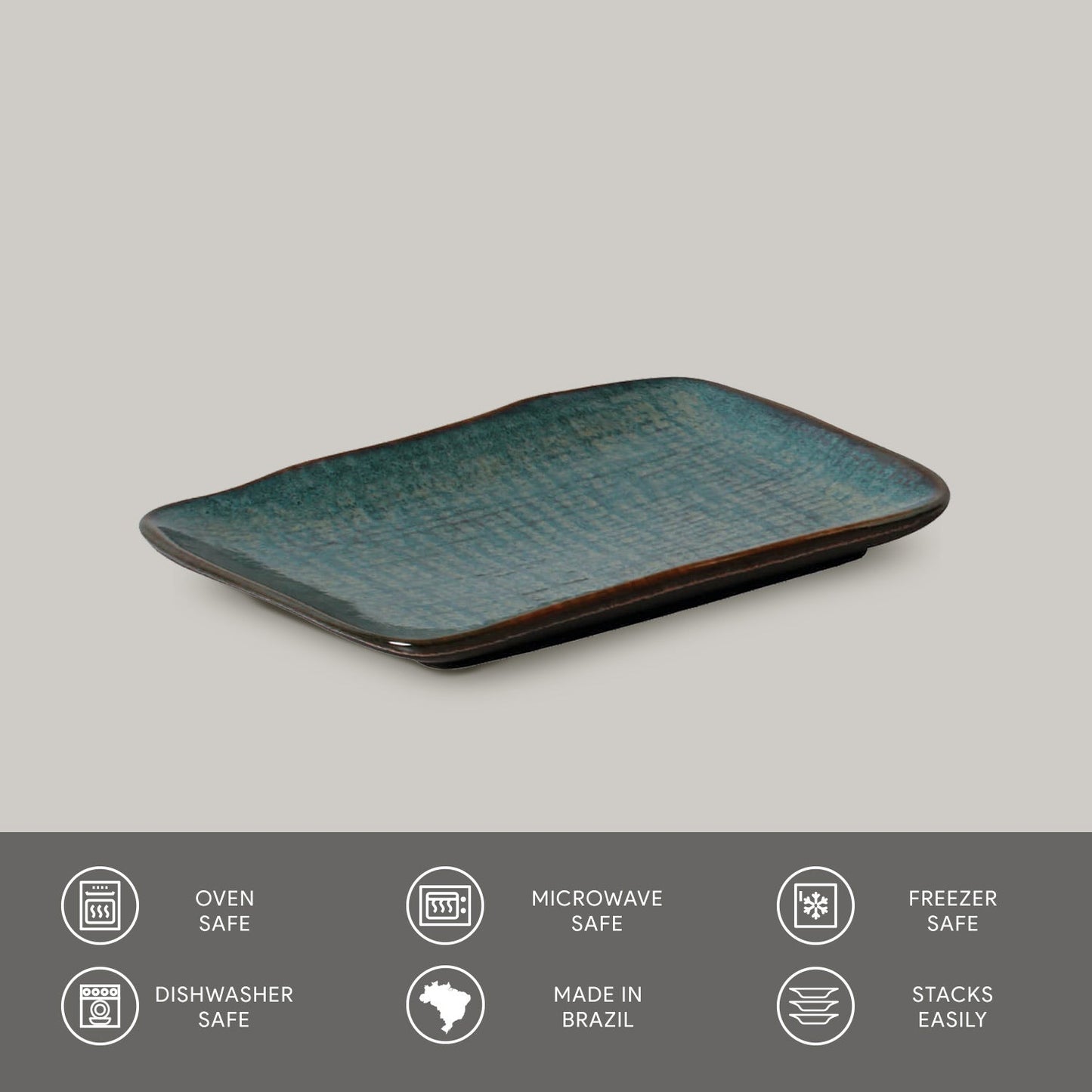 Porto Brasil OCEANO RECTANGULAR PR JUTA STONEWARE dia. 7.08x5.51"  SKU: '15064106701