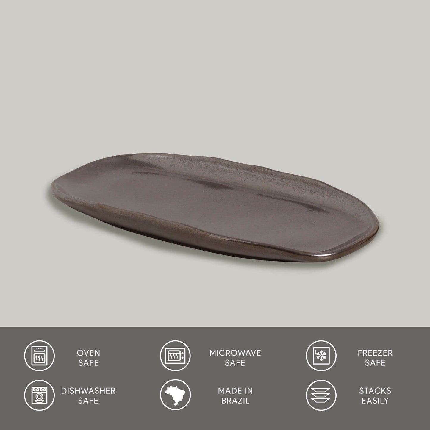 Porto Brasil METALLICA SHALLOW OVAL PR ORGANIC STONEWARE dia. 9.06x4.33"  SKU: '15114109301