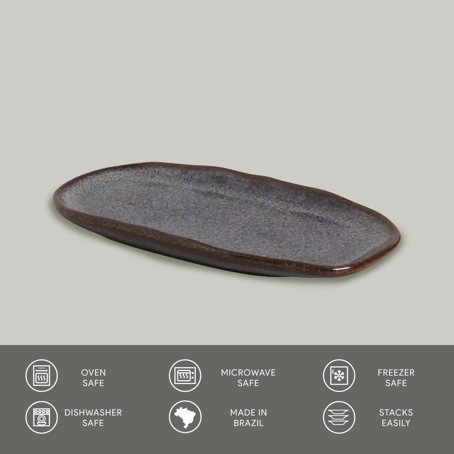 Porto Brasil TITANIUM SHALLOW OVAL PR ORGANIC STONEWARE dia. 9.06x4.33"  SKU: '15114109401