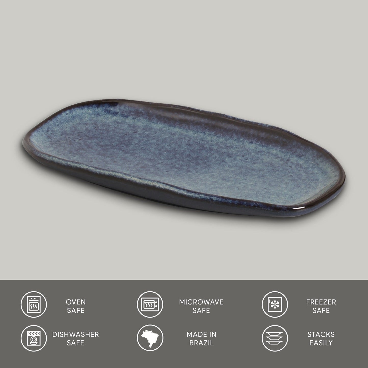 Porto Brasil DENIM DEEP RIM PLATE  STONEWARE dia. 7.48x2.17"  SKU: '16014113001