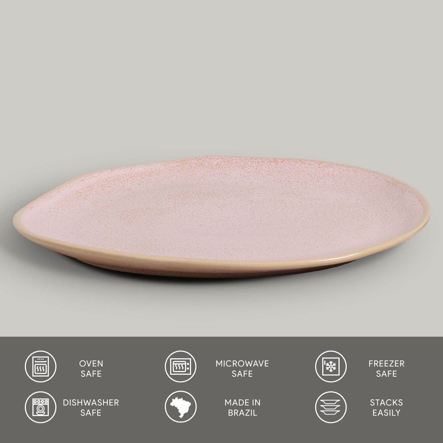 Porto Brasil LITCHI OVAL DINNER PLATE ORGANIC STONEWARE dia. 12.2"  SKU: '15314109201
