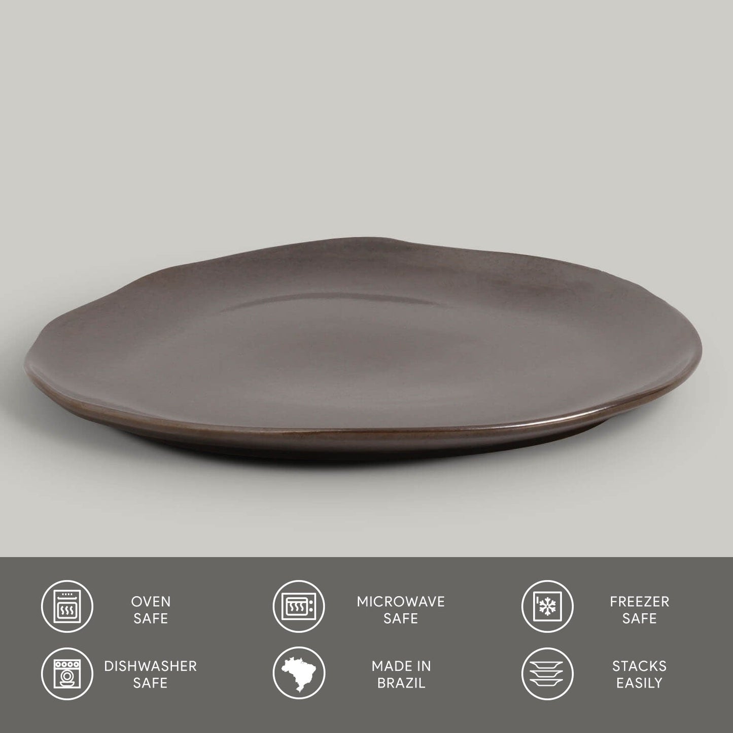 Porto Brasil METALLICA OVAL DINNER PLATE ORGANIC STONEWARE dia. 12.2"  SKU: '15314109301
