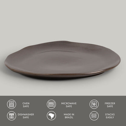 Porto Brasil METALLICA OVAL DINNER PLATE ORGANIC STONEWARE dia. 12.2"  SKU: '15314109301