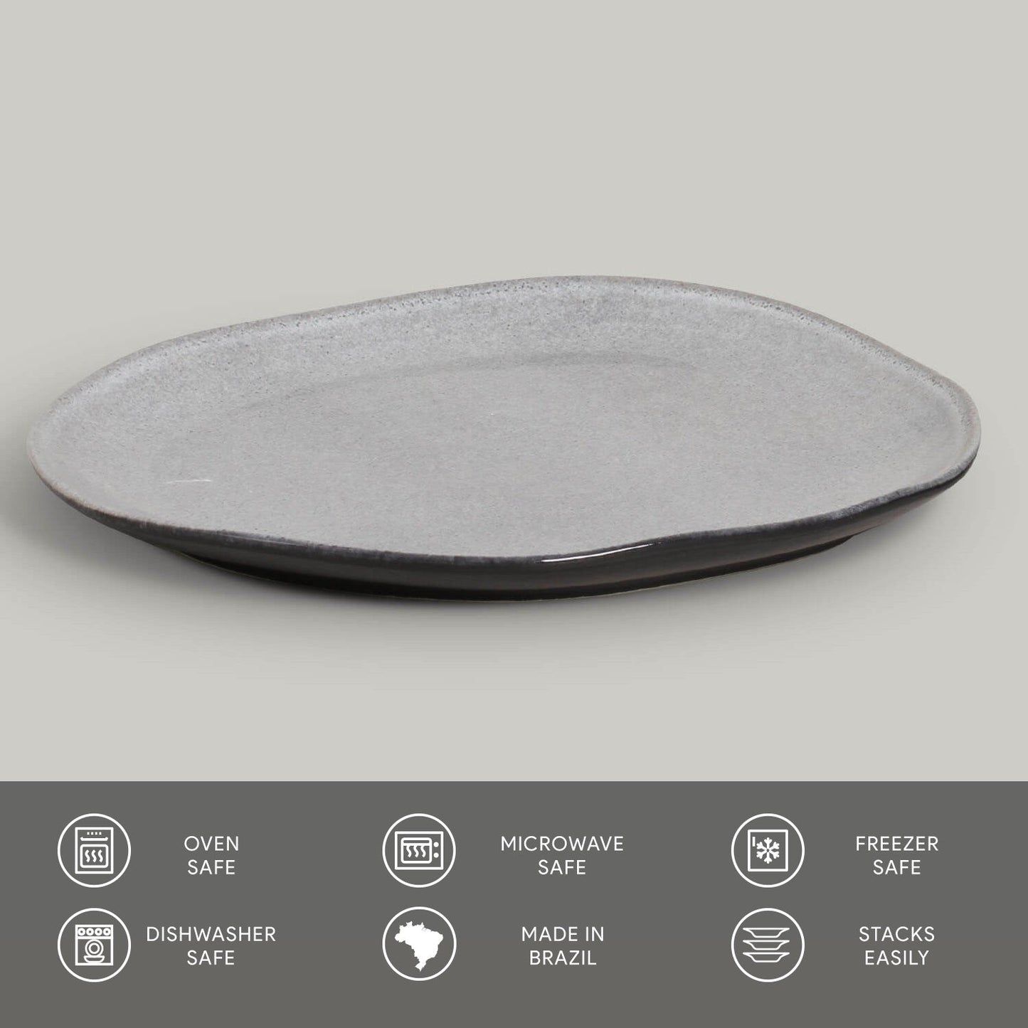 Porto Brasil DUST OVAL DINNER PLATE ORGANIC STONEWARE dia. 12.2"  SKU: '15314115801