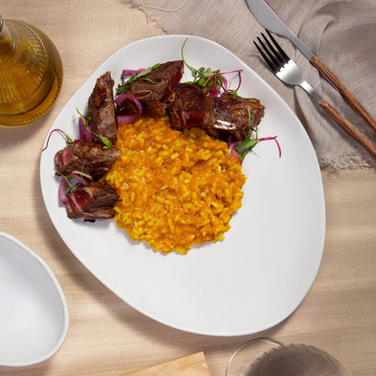 Porto Brasil NEW WHITE OVAL DINNER PLATE ORGANIC STONEWARE dia. 12.2"  SKU: '15314119801