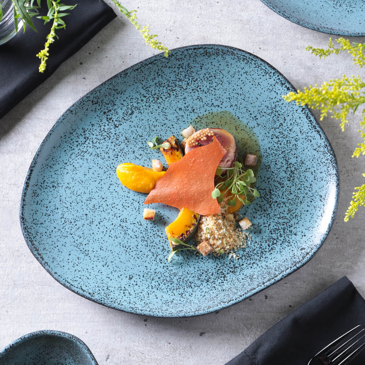 Porto Brasil NIGHT SKY OVAL DINNER PLATE ORGANIC STONEWARE dia. 12.2"  SKU: '1531477201