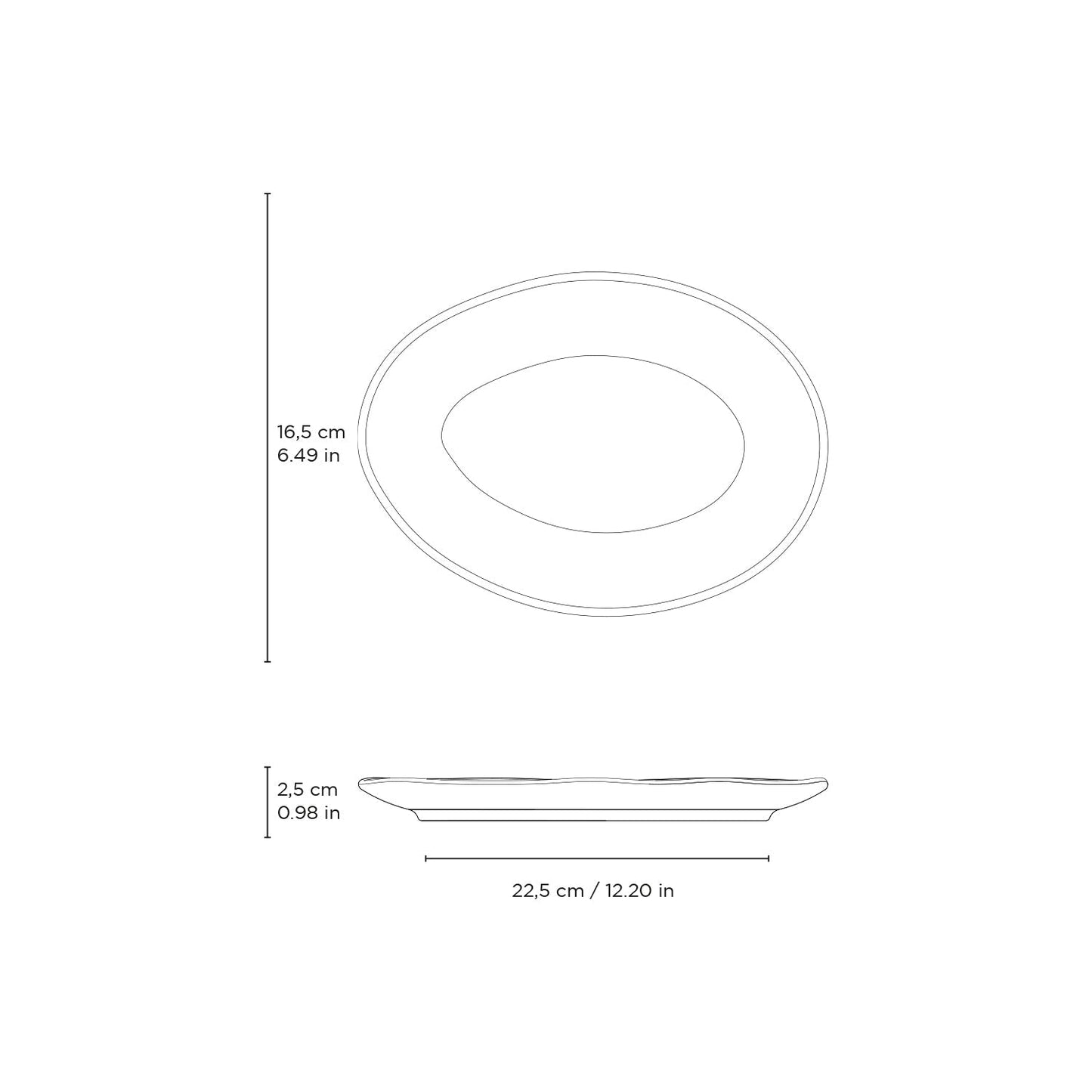 Porto Brasil OCEANO OVAL DESSERT PLATE ORGANIC STONEWARE dia. 8.86"  SKU: '15414106701