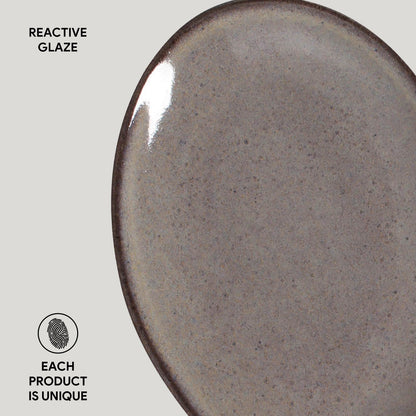 Porto Brasil TOURMALINE OVAL DESSERT PLATE ORGANIC STONEWARE dia. 8.86"  SKU: '15414108901