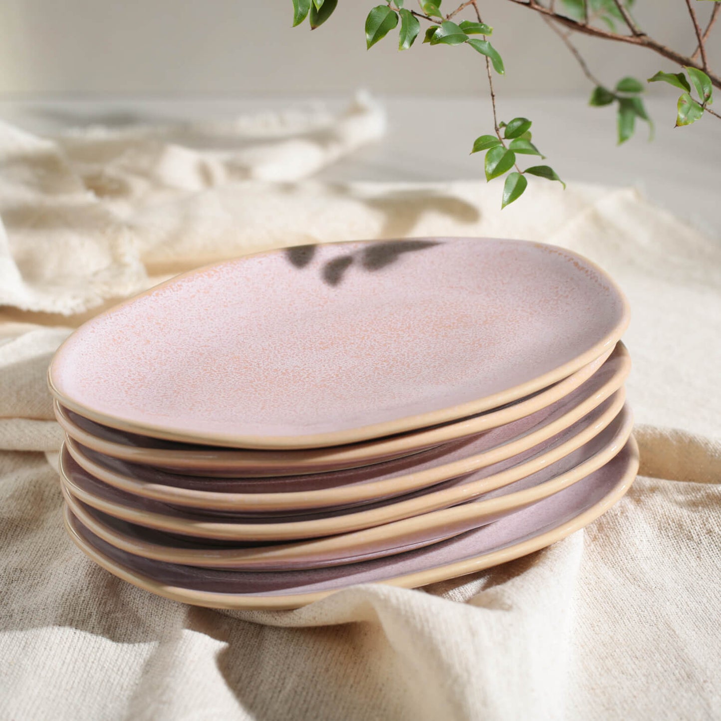 Porto Brasil LITCHI OVAL DESSERT PLATE ORGANIC STONEWARE dia. 8.86"  SKU: '15414109201