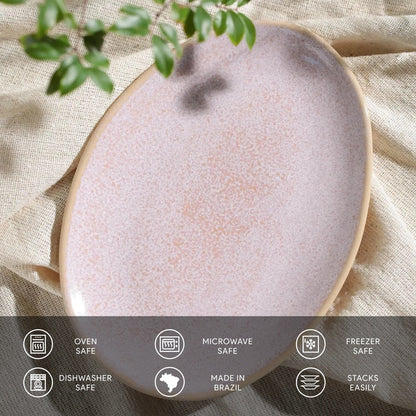 Porto Brasil LITCHI OVAL DESSERT PLATE ORGANIC STONEWARE dia. 8.86"  SKU: '15414109201
