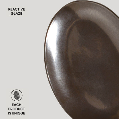 Porto Brasil METALLICA OVAL DESSERT PLATE ORGANIC STONEWARE dia. 8.86"  SKU: '15414109301