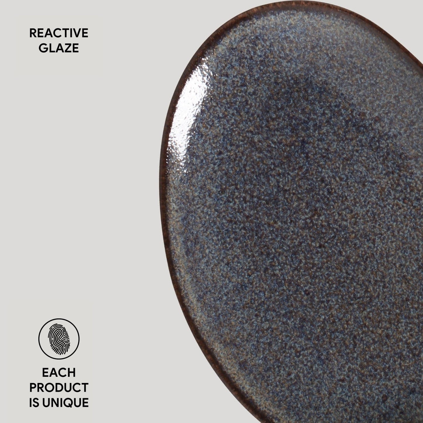 Porto Brasil TITANIUM OVAL DESSERT PLATE ORGANIC STONEWARE dia. 8.86"  SKU: '15414109401