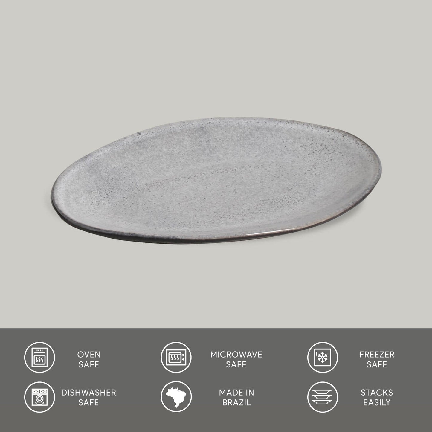 Porto Brasil DUST OVAL DESSERT PLATE ORGANIC STONEWARE dia. 8.86"  SKU: '15414115801
