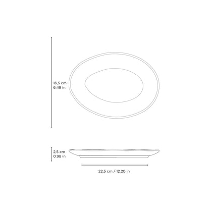 Porto Brasil NEW WHITE OVAL DESSERT PLATE ORGANIC STONEWARE dia. 8.86"  SKU: '15414119801