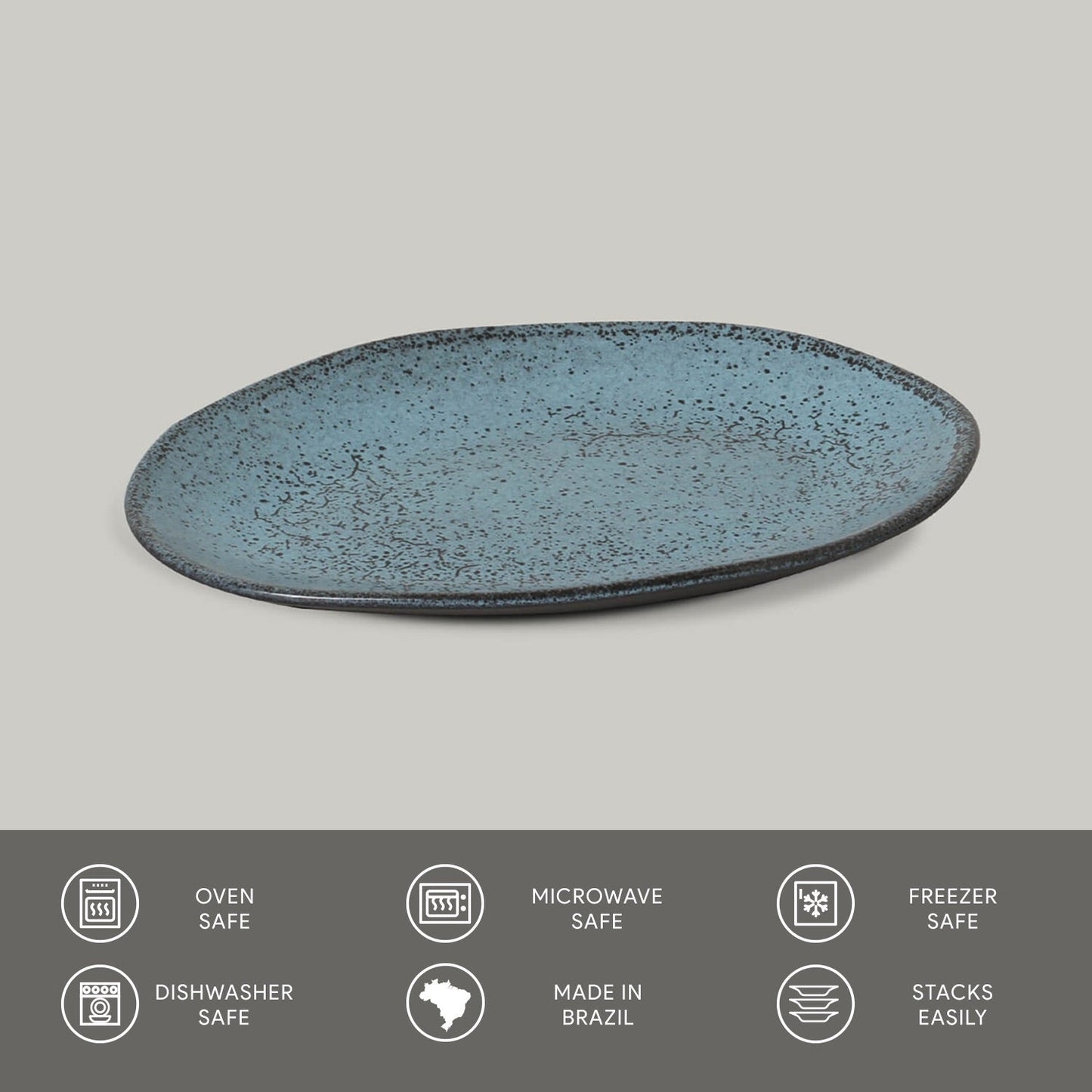 Porto Brasil NIGHT SKY OVAL DESSERT PLATE ORGANIC STONEWARE dia. 8.86"  SKU: '1541477201