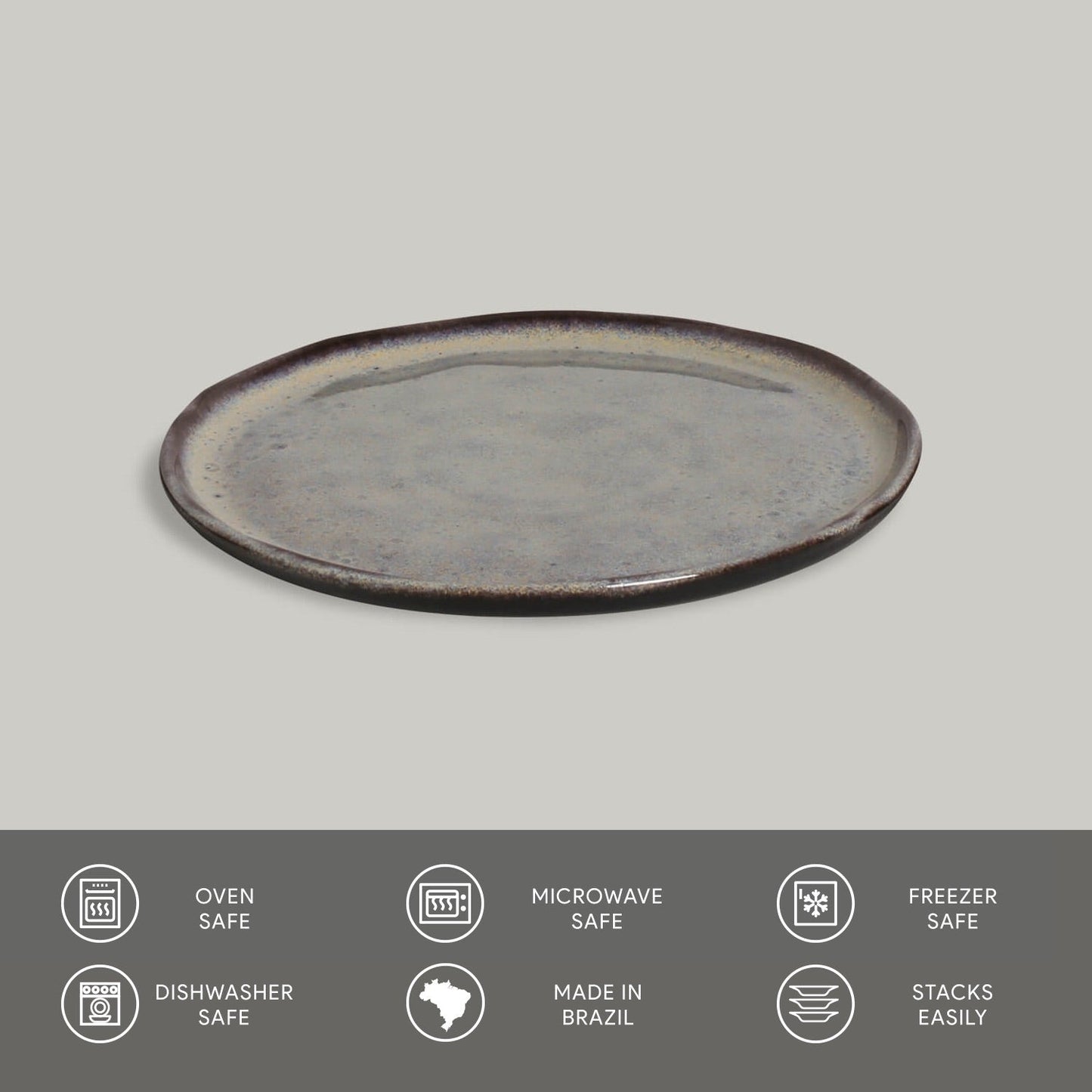 Porto Brasil TOURMALINE BREAD PLATE STONEWARE dia. 6.1x0.63"  SKU: '15931108901