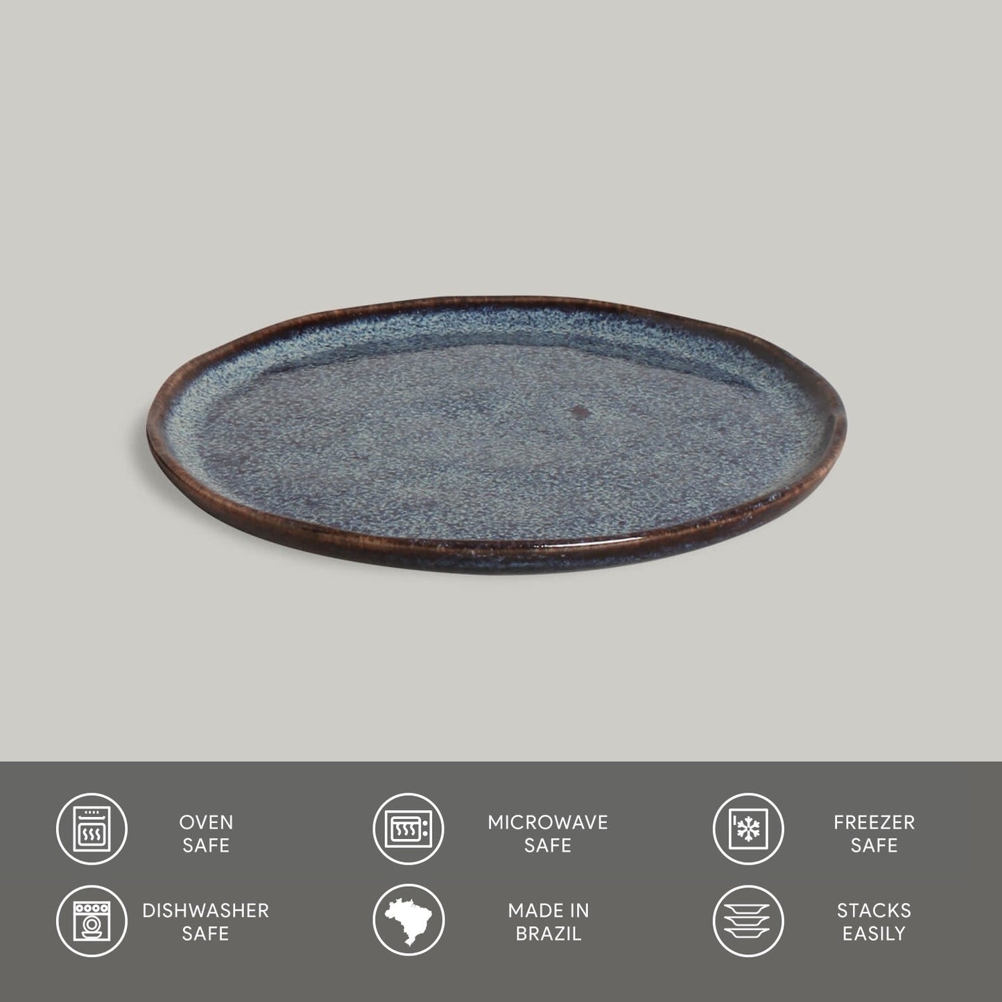Porto Brasil TITANIUM BREAD PLATE STONEWARE dia. 6.1x0.63"  SKU: '15931109401
