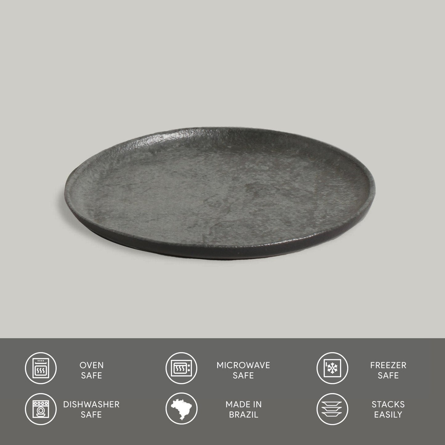 Porto Brasil CHROMIUM BREAD PLATE STONEWARE dia. 6.1x0.63"  SKU: '15931115901