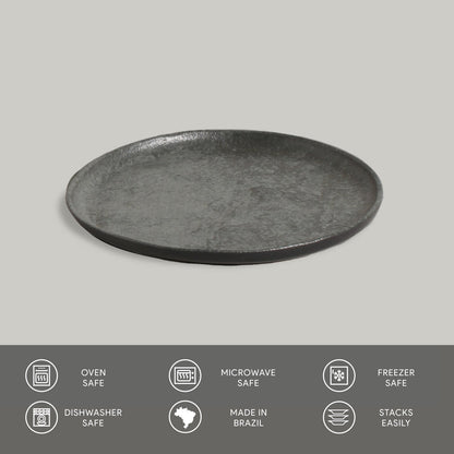 Porto Brasil CHROMIUM BREAD PLATE STONEWARE dia. 6.1x0.63"  SKU: '15931115901
