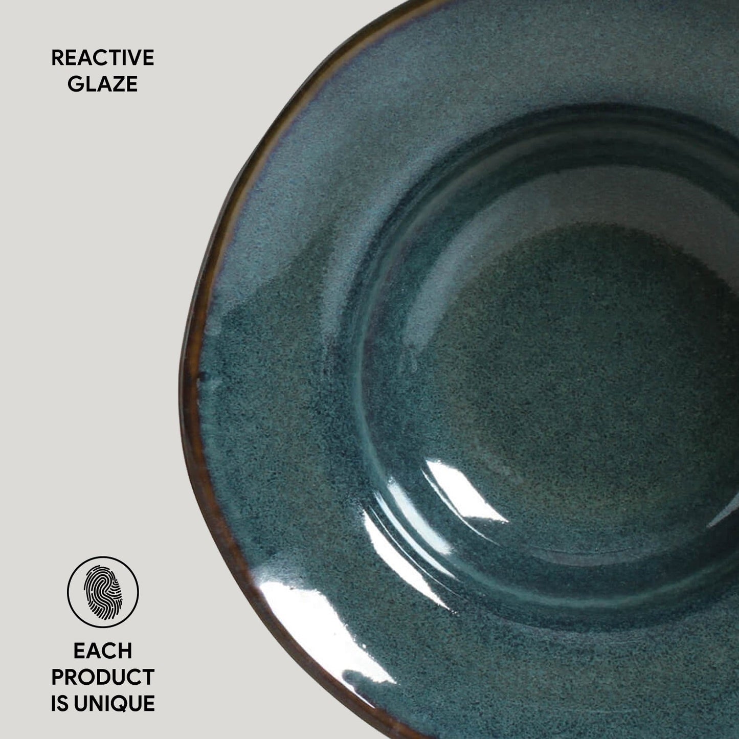 Porto Brasil OCEANO DEEP RIM PLATE  STONEWARE dia. 7.48x2.17"  SKU: '16014106701