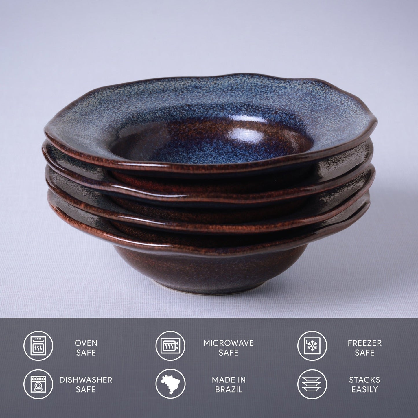 Porto Brasil TITANIUM DEEP RIM PLATE  STONEWARE dia. 7.48x2.17"  SKU: '16014109401