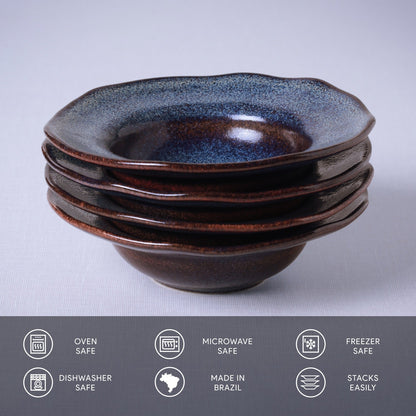 Porto Brasil TITANIUM DEEP RIM PLATE  STONEWARE dia. 7.48x2.17"  SKU: '16014109401