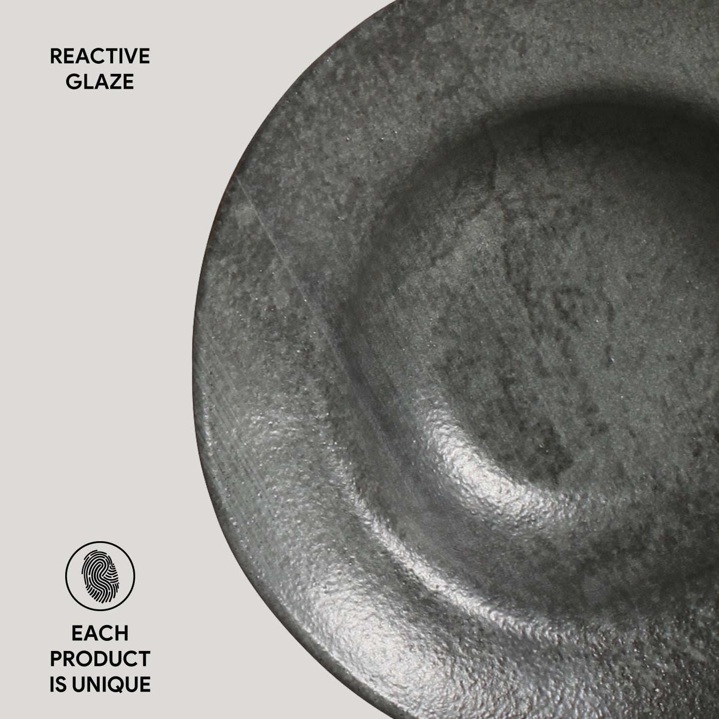 Porto Brasil CHROMIUM DEEP RIM PLATE  STONEWARE dia. 7.48x2.17"  SKU: '16014115901