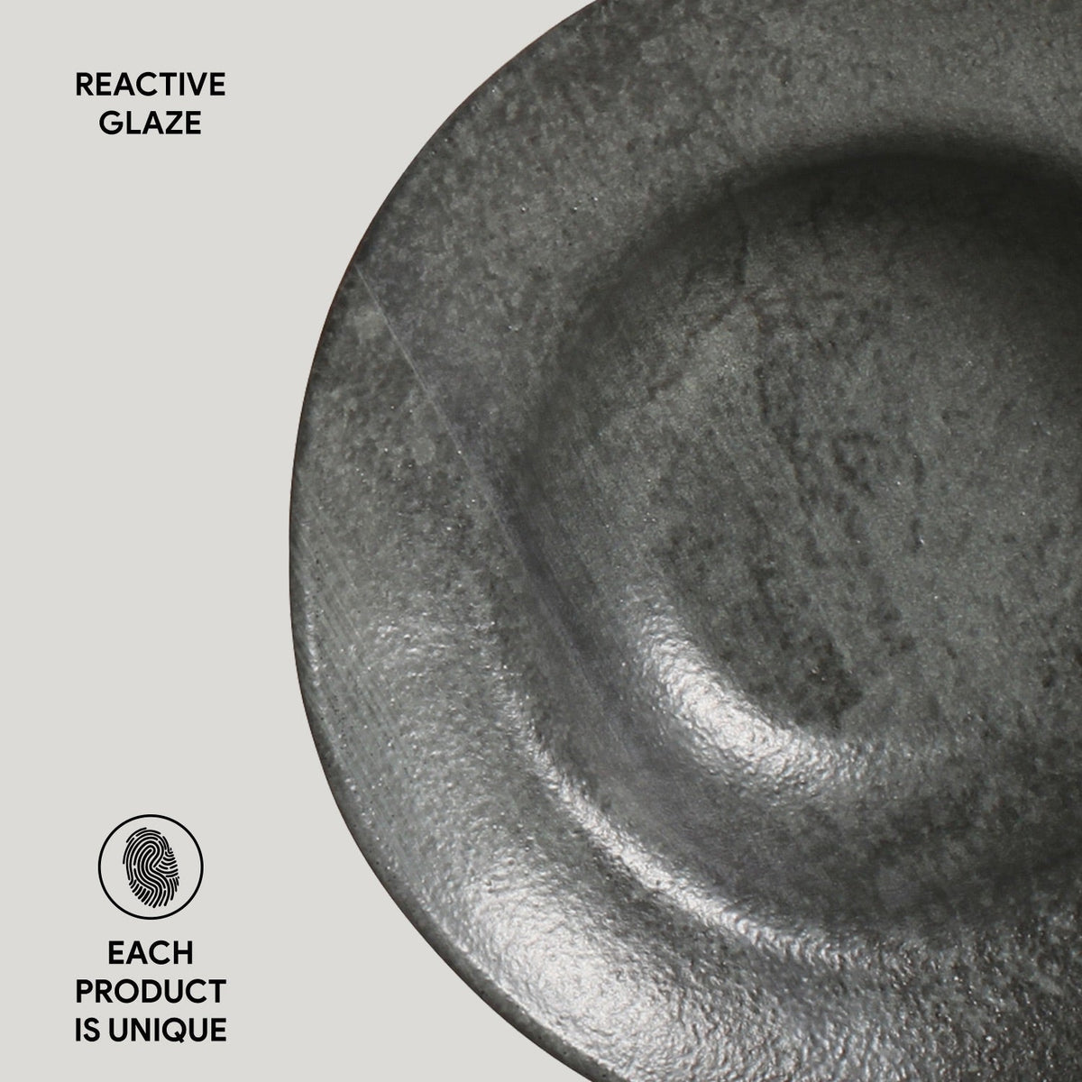 Porto Brasil CHROMIUM DEEP RIM PLATE  STONEWARE dia. 7.48x2.17"  SKU: '16014115901