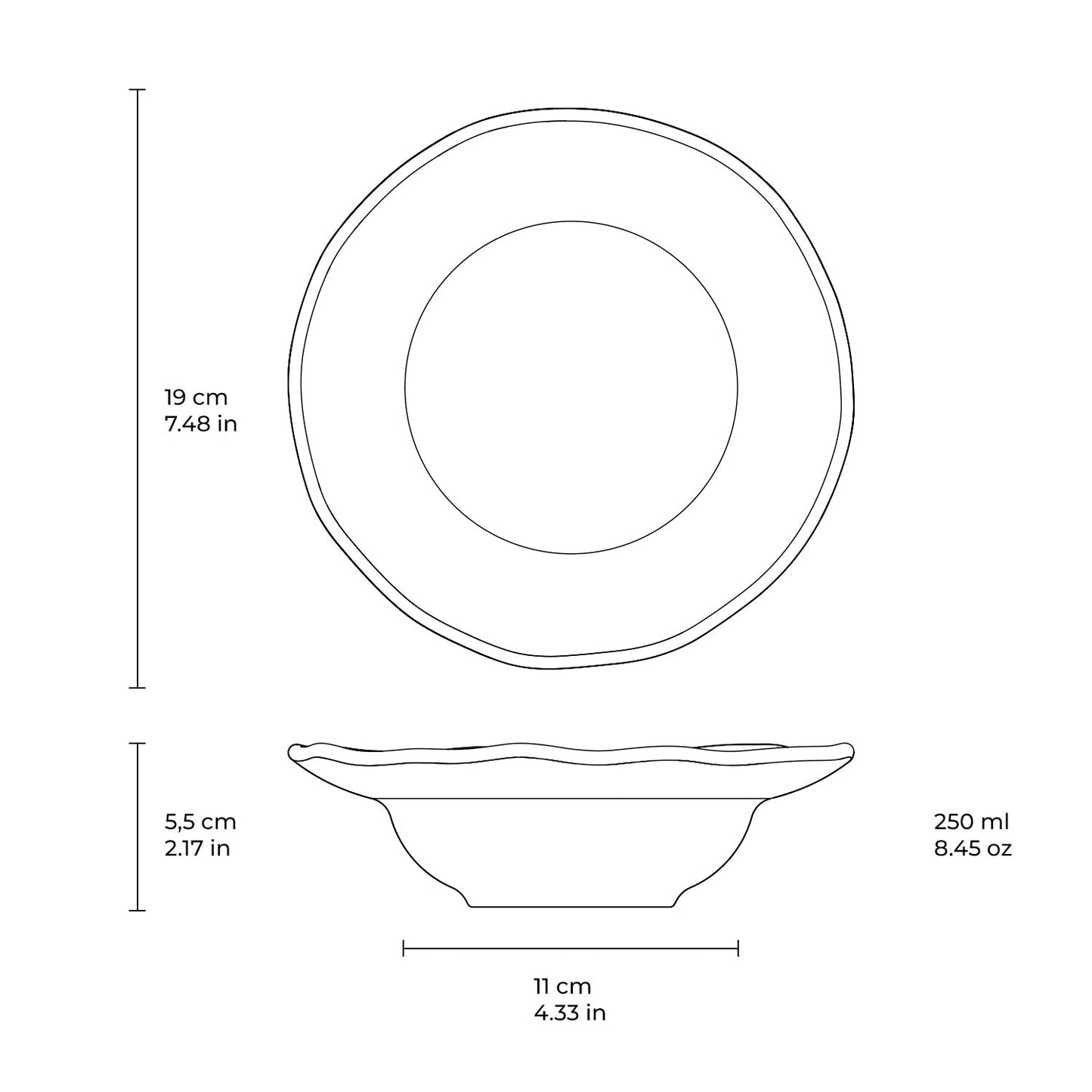 Porto Brasil CHROMIUM DEEP RIM PLATE  STONEWARE dia. 7.48x2.17"  SKU: '16014115901
