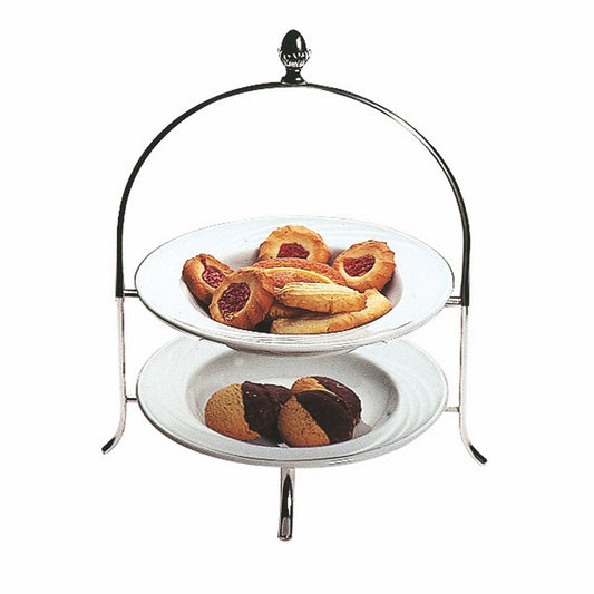 Afternoon Tea Stand, Two Tiers;  H: 13-3/4" D: 8-13/16"