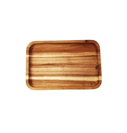 [ Set of 6 ] Zavis Green Acacia Wood Serving rectangle Stackable Tray / Dish 8" X 5" | Dishwasher Safe