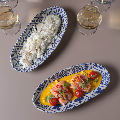 Porto Brasil MAYA DEEP OVAL PR LARGE ORGANIC STONEWARE dia. 12.6x6.3" SET OF 2 DESIGNS  SKU: '34414117901