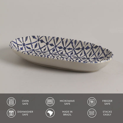 Porto Brasil MAYA DEEP OVAL PR LARGE ORGANIC STONEWARE dia. 12.6x6.3" SET OF 2 DESIGNS  SKU: '34414117901