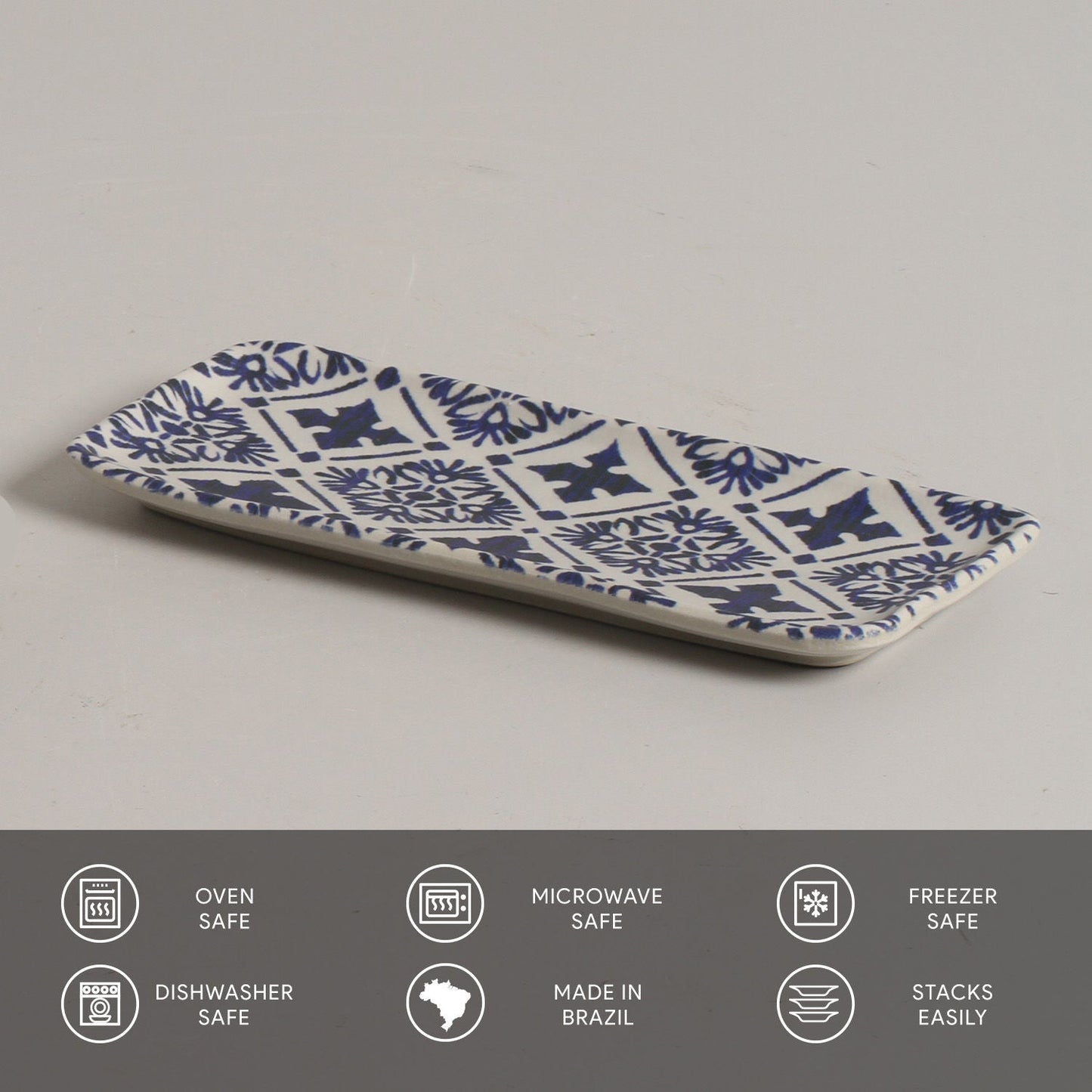 Porto Brasil MAYA RECTANGULAR PR ORGANIC STONEWARE dia. 8.66x3.74" SET OF 2 DESIGNS  SKU: '35014117901