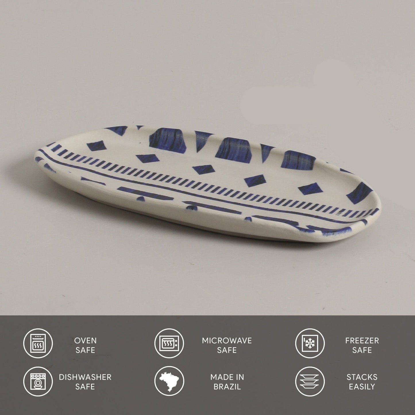 Porto Brasil MAYA SHALLOW OVAL PR ORGANIC STONEWARE dia. 9.06x4.33" SET OF 2 DESIGNS  SKU: '35114117901
