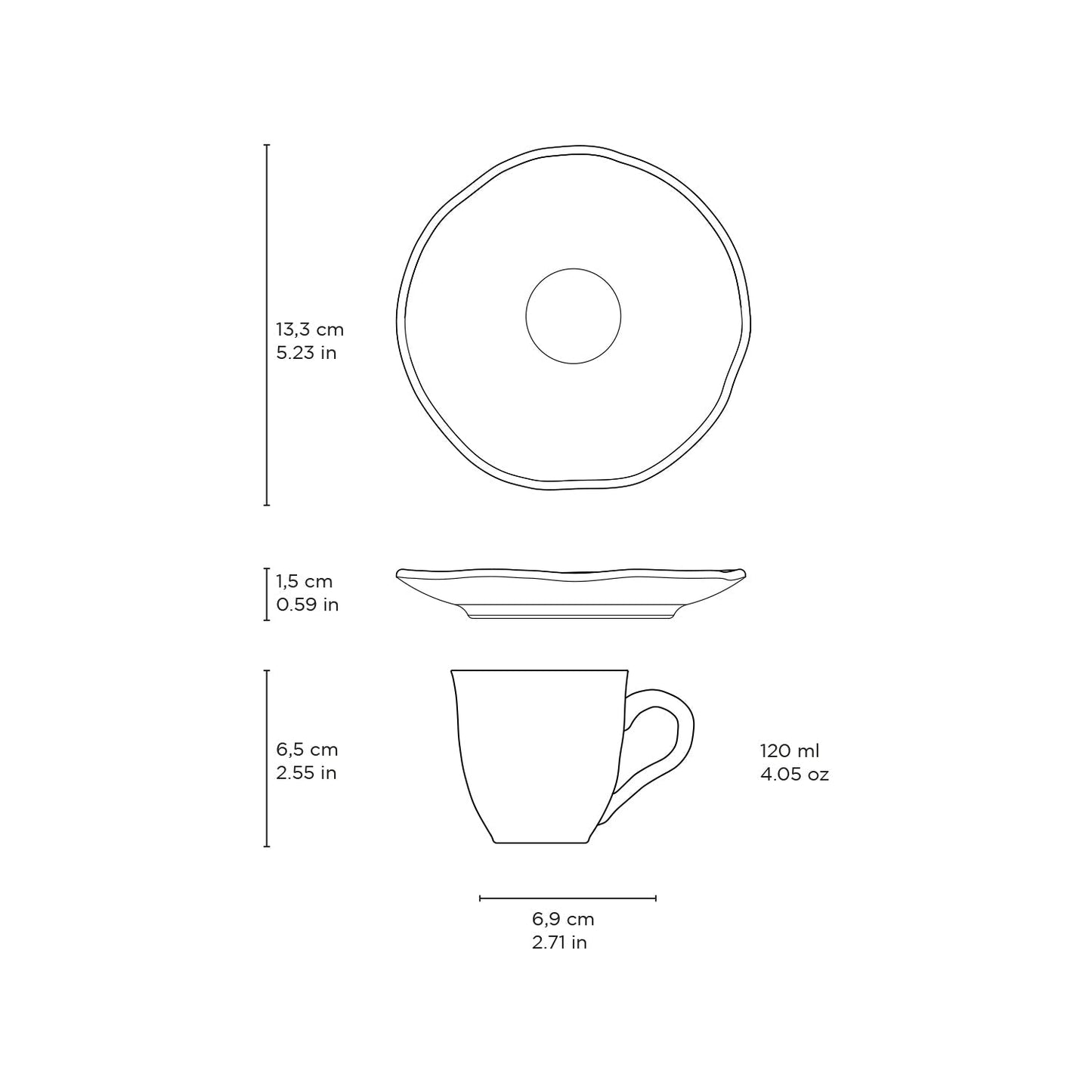 Porto Brasil CHROMIUM ORGANIC COFFEE CUP + ORGANIC SAUCER  SKU: '351474601